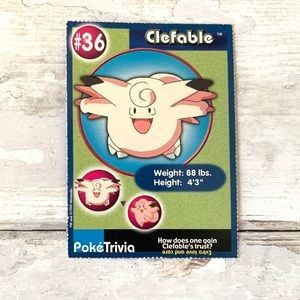 Clefable #36 PokeTrivia Card 1997 Nintendo Pokemon Collectible Game Freak